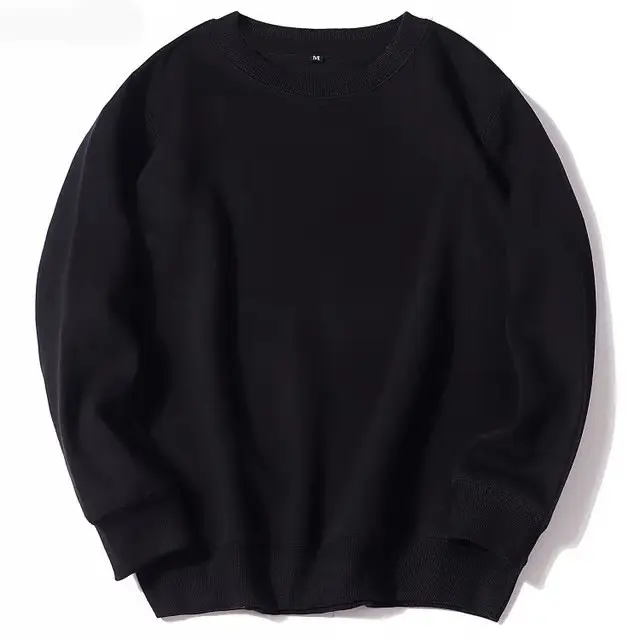 New Cross-Border Round Neck Sweatshirt Plus Velvet Spring and Autumn Solid Color — feature 1