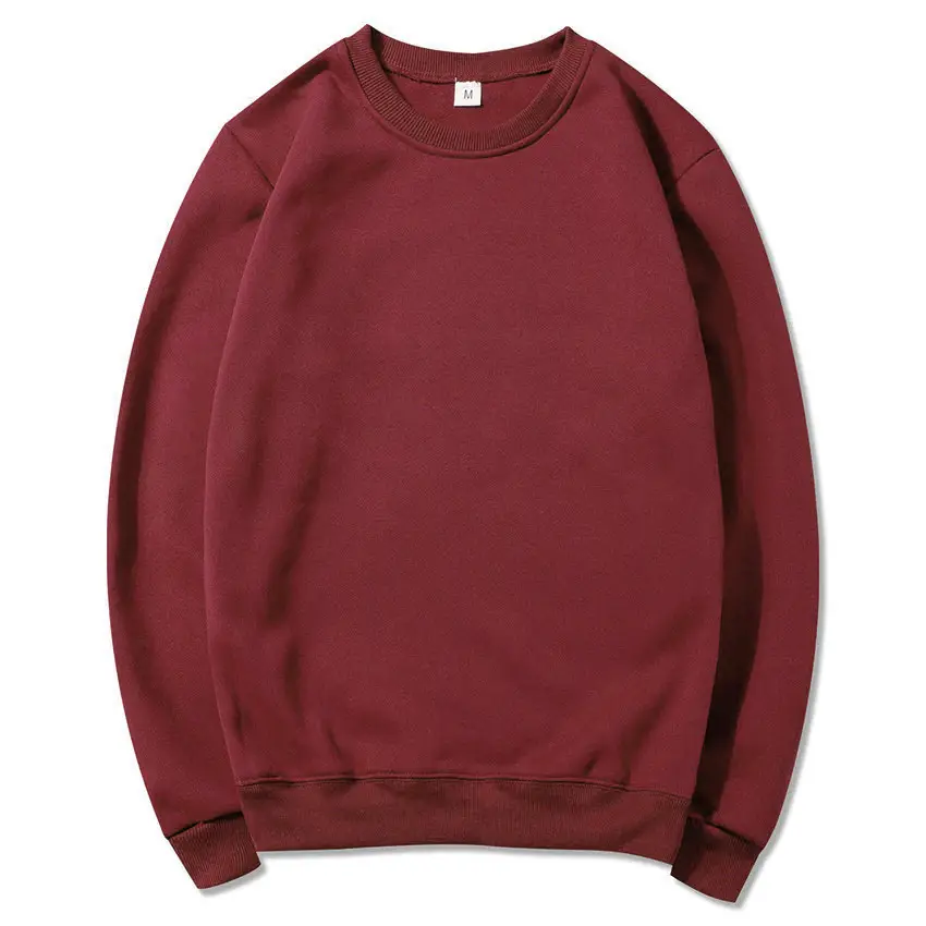 New Cross-Border Round Neck Sweatshirt Plus Velvet Spring and Autumn Solid Color - Image 11