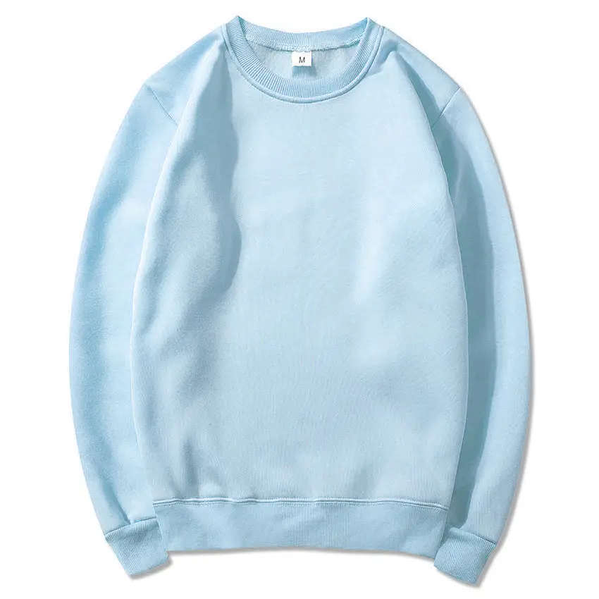 New Cross-Border Round Neck Sweatshirt Plus Velvet Spring and Autumn Solid Color - Image 13