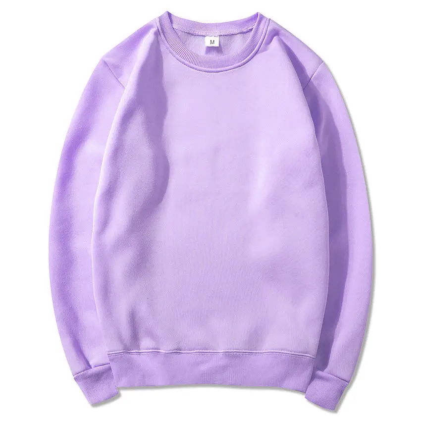 New Cross-Border Round Neck Sweatshirt Plus Velvet Spring and Autumn Solid Color - Image 14