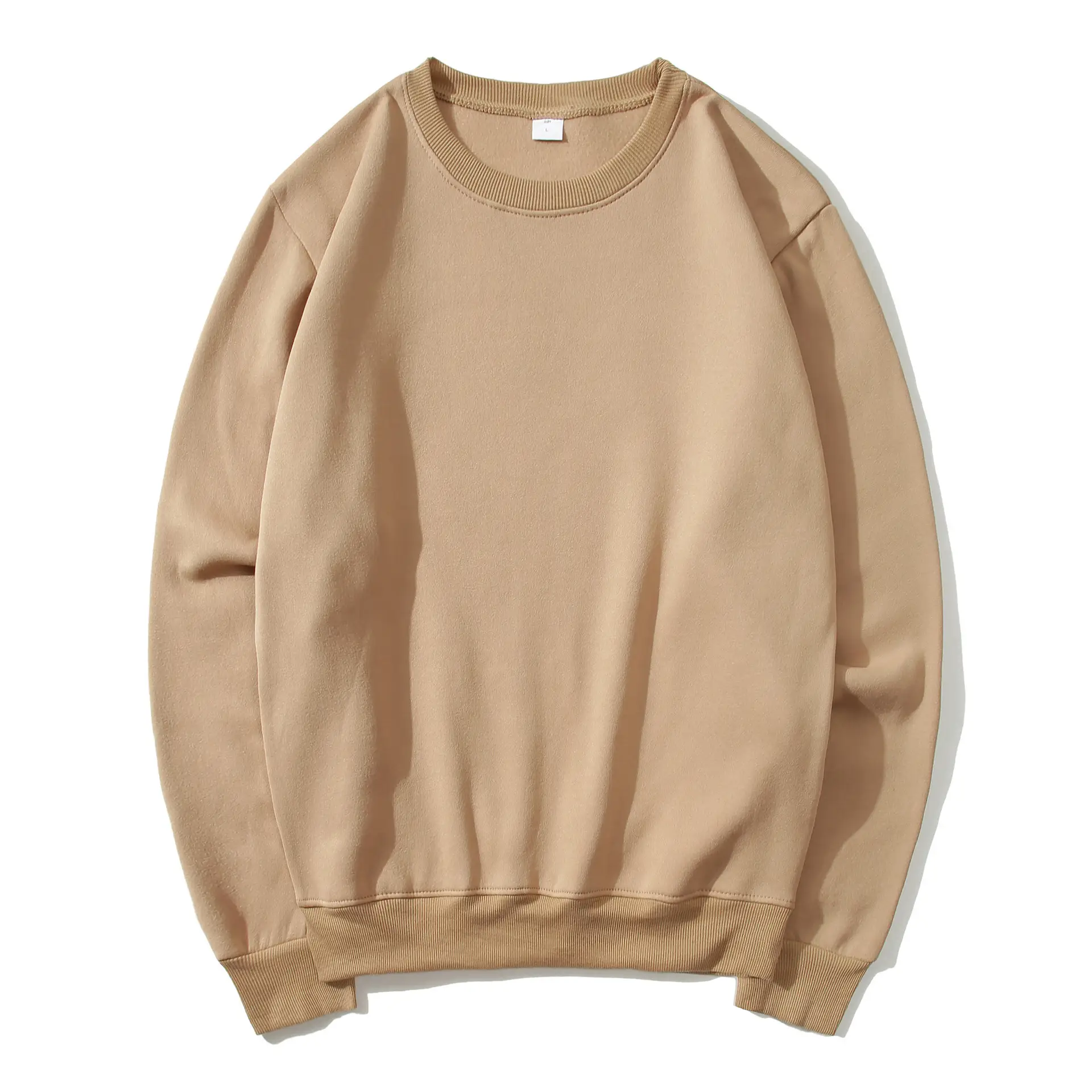 New Cross-Border Round Neck Sweatshirt Plus Velvet Spring and Autumn Solid Color - Image 16