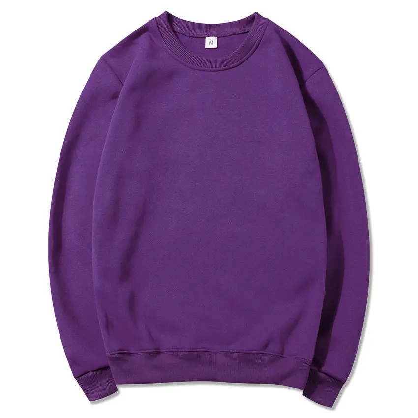 New Cross-Border Round Neck Sweatshirt Plus Velvet Spring and Autumn Solid Color - Image 17