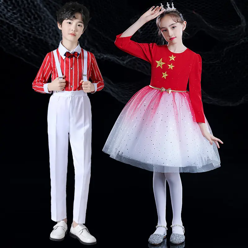 Girls Red Star Chorus Costume for National Day