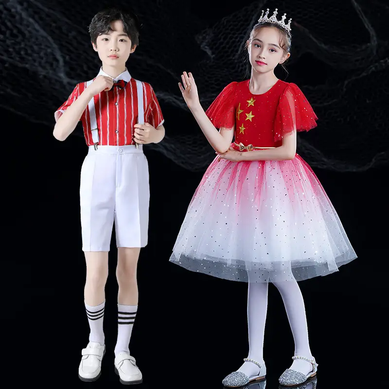 Girls Red Star Chorus Costume for National Day