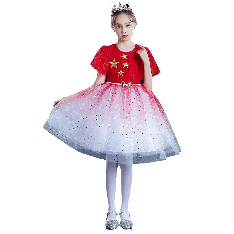 Girls Red Star Chorus Costume for National Day