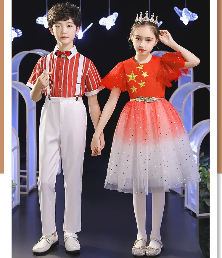 Girls Red Star Chorus Costume for National Day — feature 3