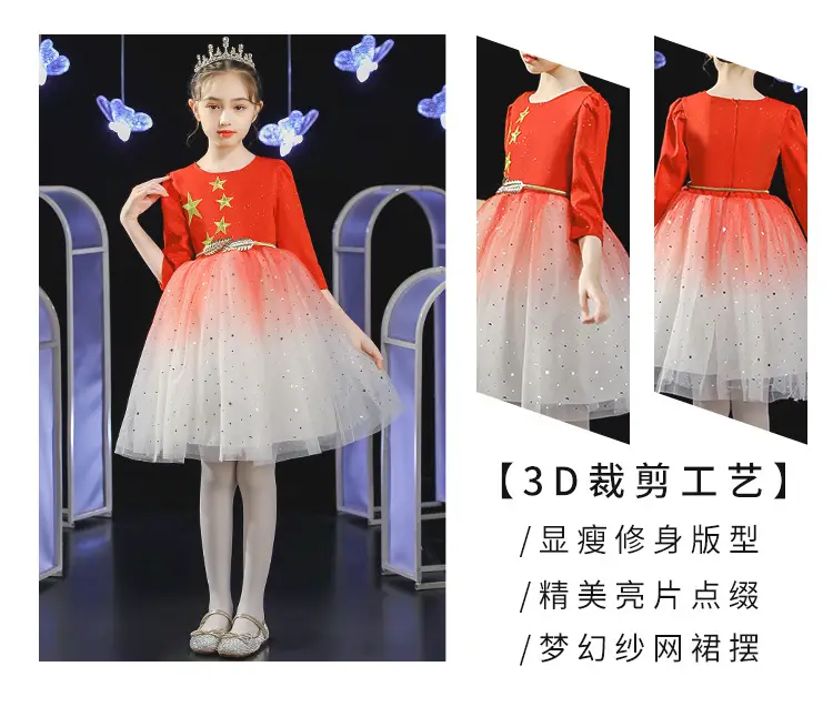 Girls Red Star Chorus Costume for National Day — feature 5
