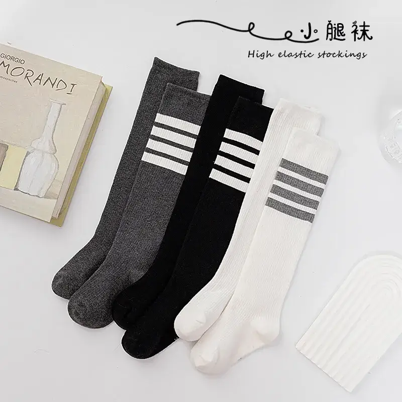 Black Cotton High Heel Socks for Girls, 1 Pc, Spring Autumn, Korea Style - Image 5