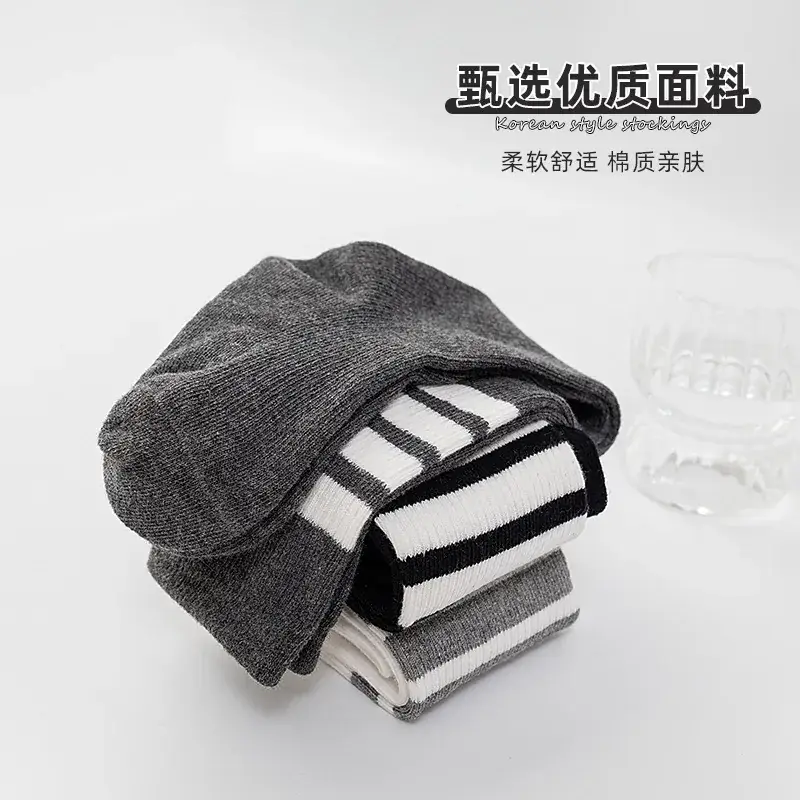 Black Cotton High Heel Socks for Girls, 1 Pc, Spring Autumn, Korea Style - Image 6