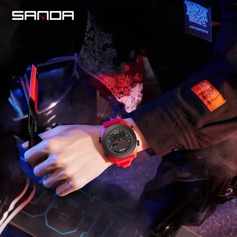 Sanda Multifunctional Digital Watch for Teens Black White Red Blue Green Blue Yellow