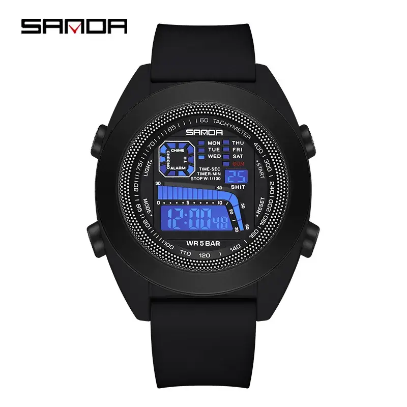 Sanda Multifunctional Digital Watch for Teens Black White Red Blue Green Blue Yellow