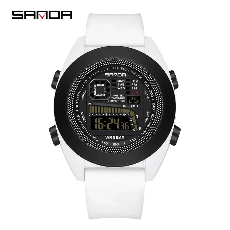 Sanda Multifunctional Digital Watch for Teens Black White Red Blue Green Blue Yellow
