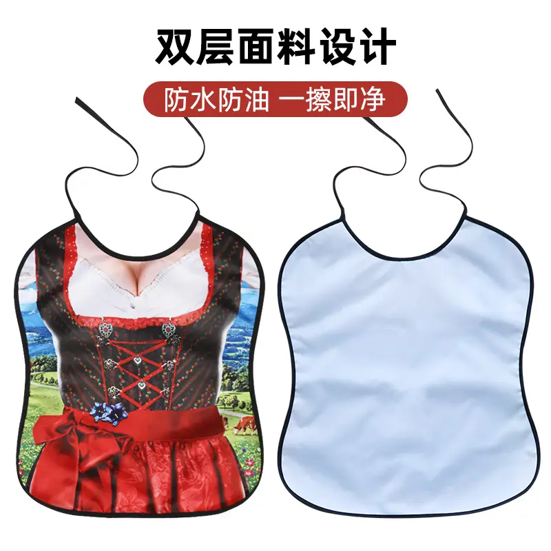 Adult Bib Top with Red Ruffled Hem & Multi-Color Design - Image 19