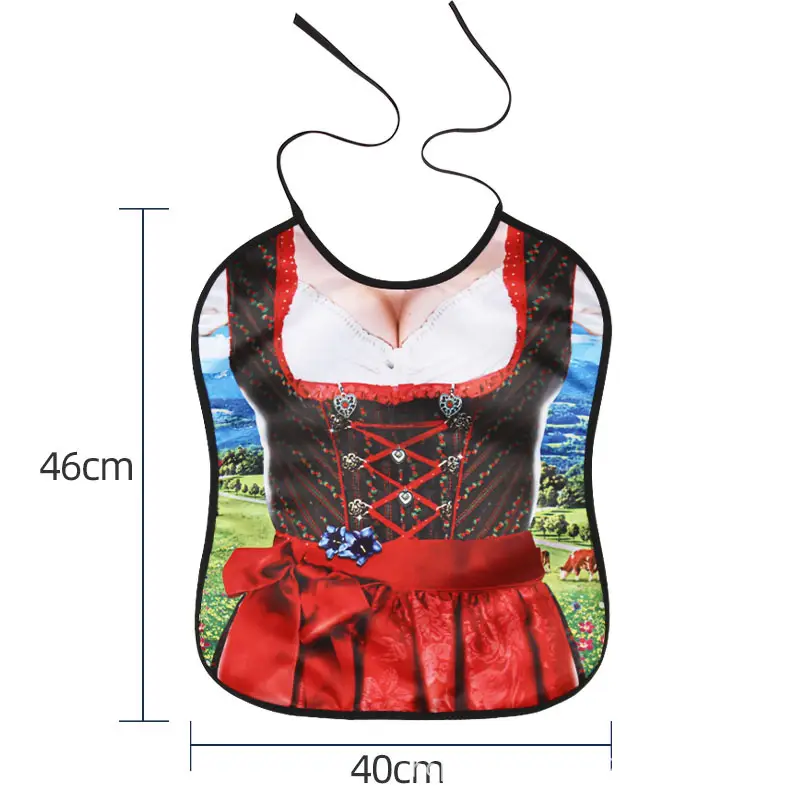 Adult Bib Top with Red Ruffled Hem & Multi-Color Design - Image 21