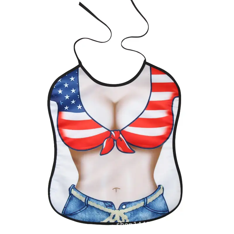 Adult Bib Top with Red Ruffled Hem & Multi-Color Design - Image 11