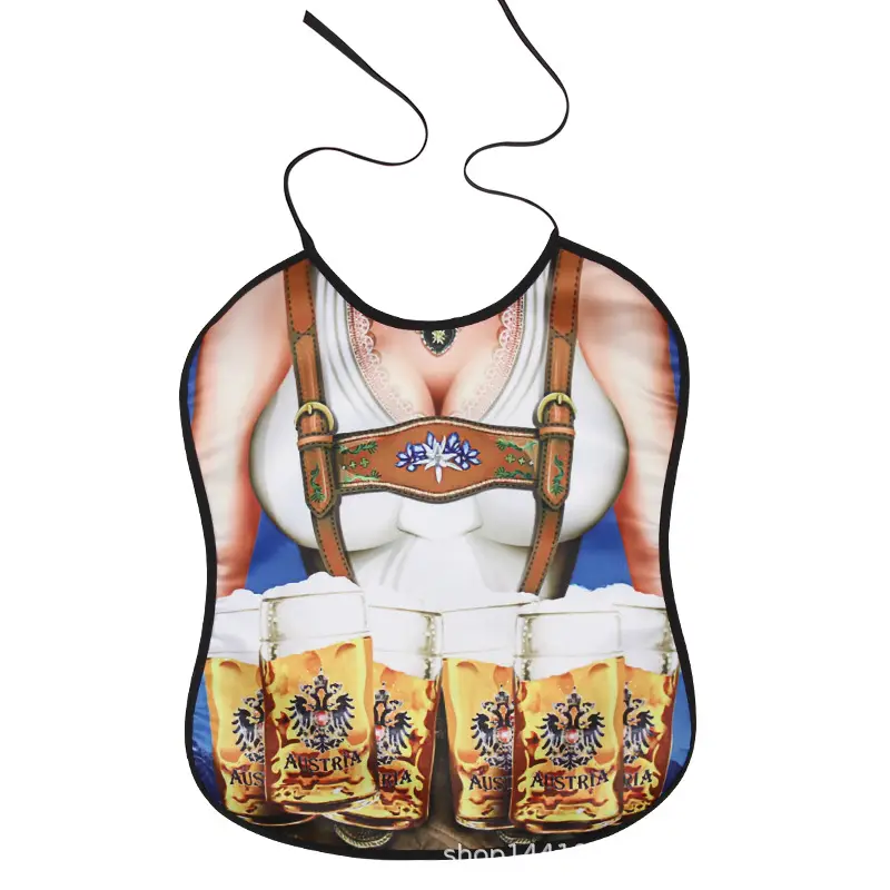 Adult Bib Top with Red Ruffled Hem & Multi-Color Design - Image 12