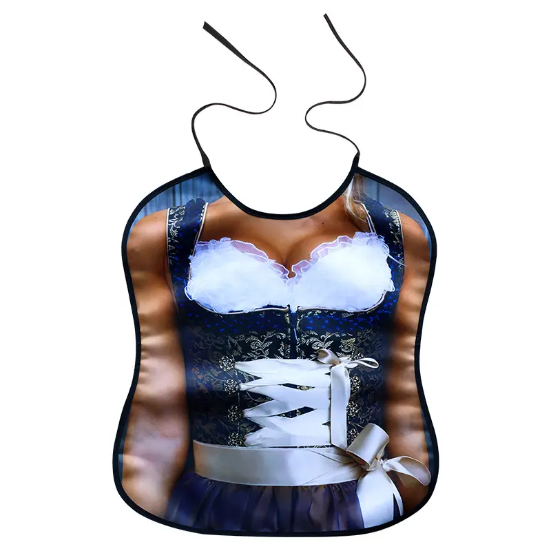 Adult Bib Top with Red Ruffled Hem & Multi-Color Design - Image 14