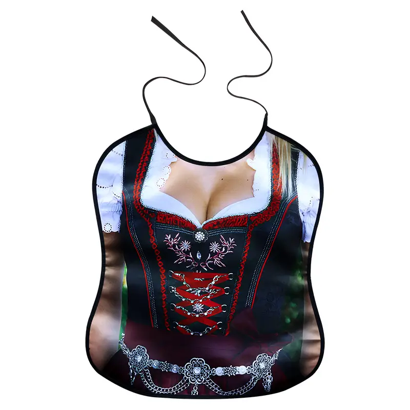 Adult Bib Top with Red Ruffled Hem & Multi-Color Design - Image 15
