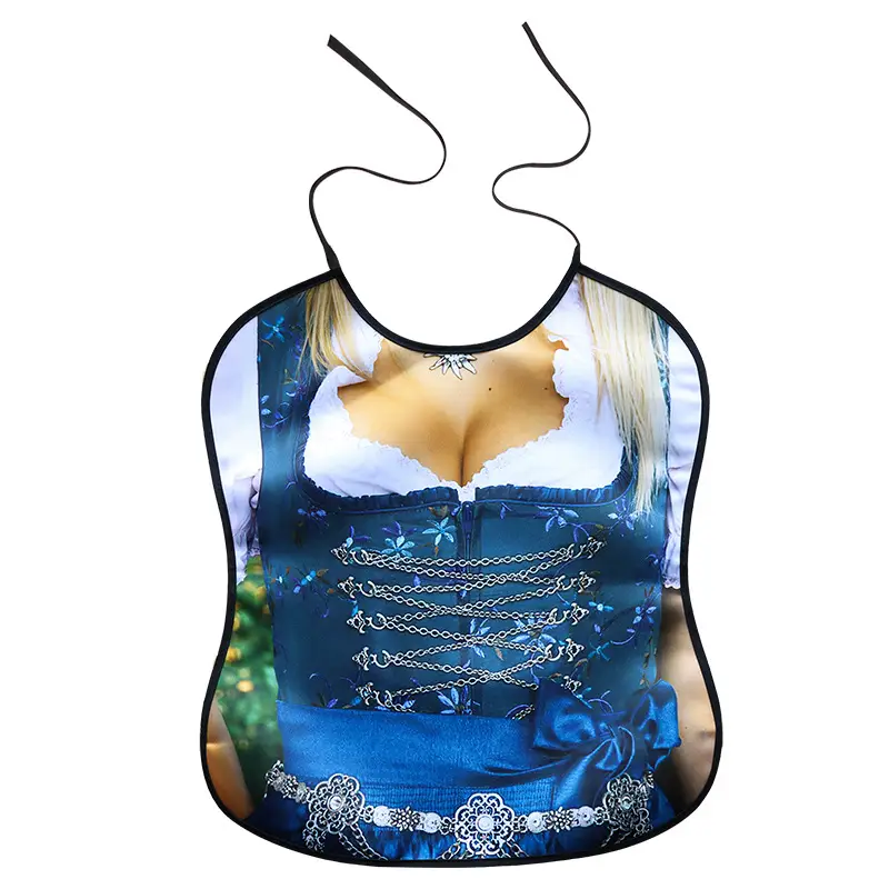 Adult Bib Top with Red Ruffled Hem & Multi-Color Design - Image 16