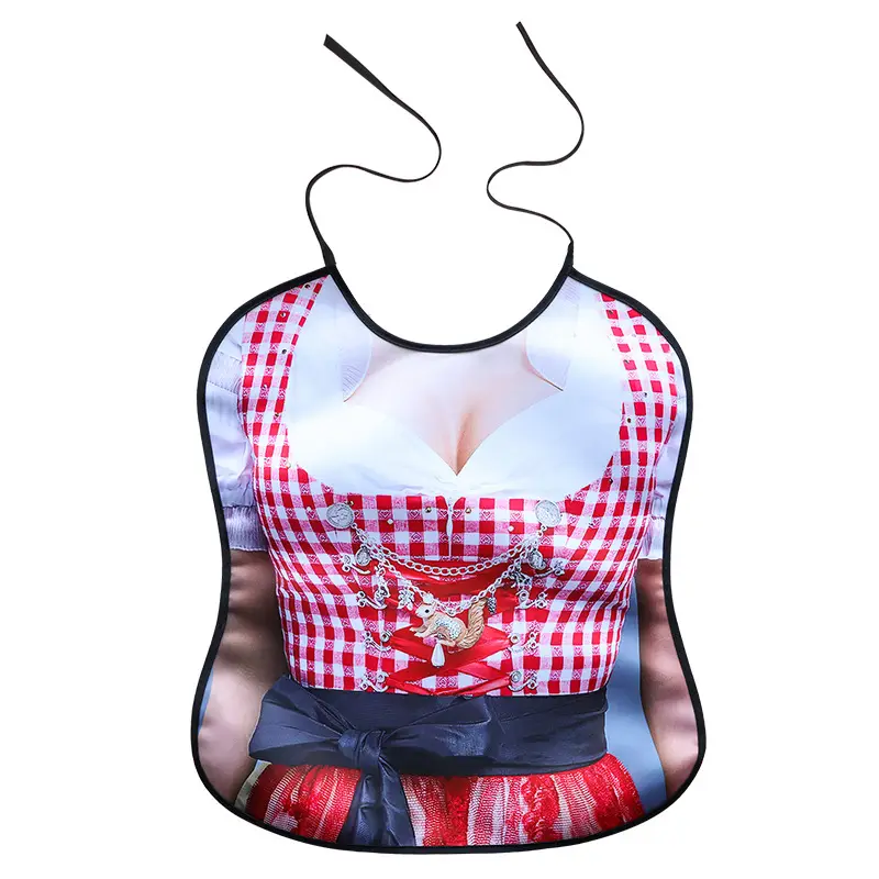 Adult Bib Top with Red Ruffled Hem & Multi-Color Design - Image 17