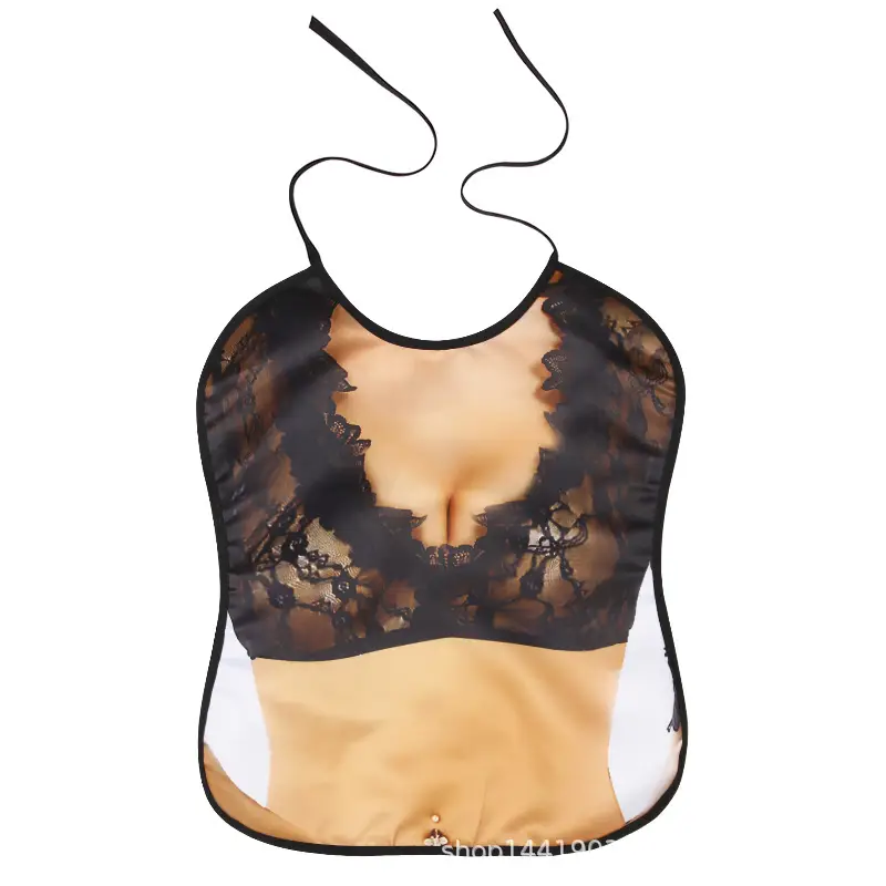 Adult Bib Top with Red Ruffled Hem & Multi-Color Design - Image 2