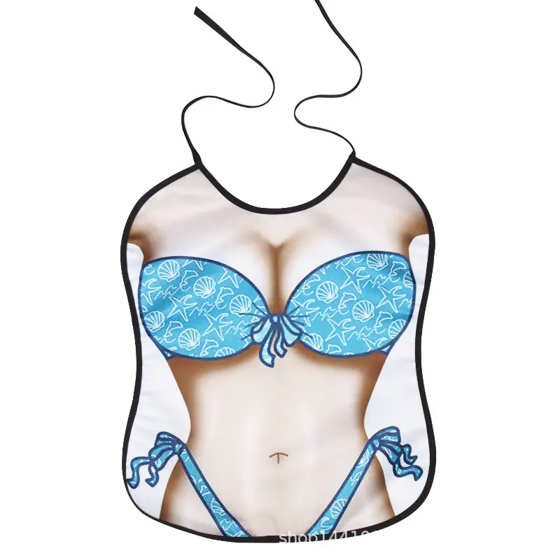 Adult Bib Top with Red Ruffled Hem & Multi-Color Design - Image 3