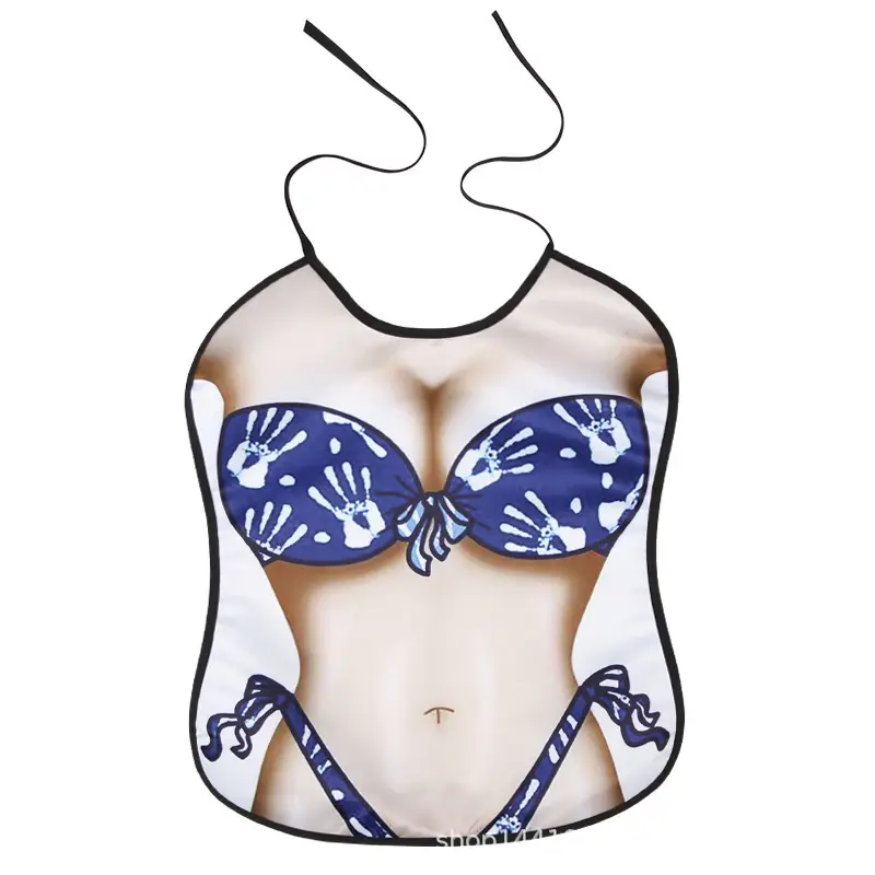 Adult Bib Top with Red Ruffled Hem & Multi-Color Design - Image 7