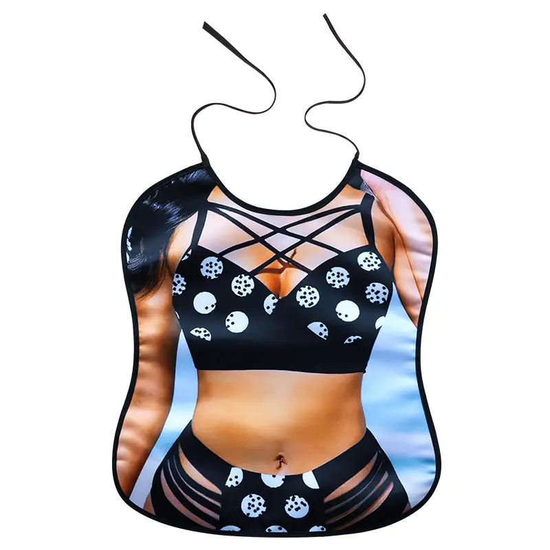 Adult Bib Top with Red Ruffled Hem & Multi-Color Design - Image 8