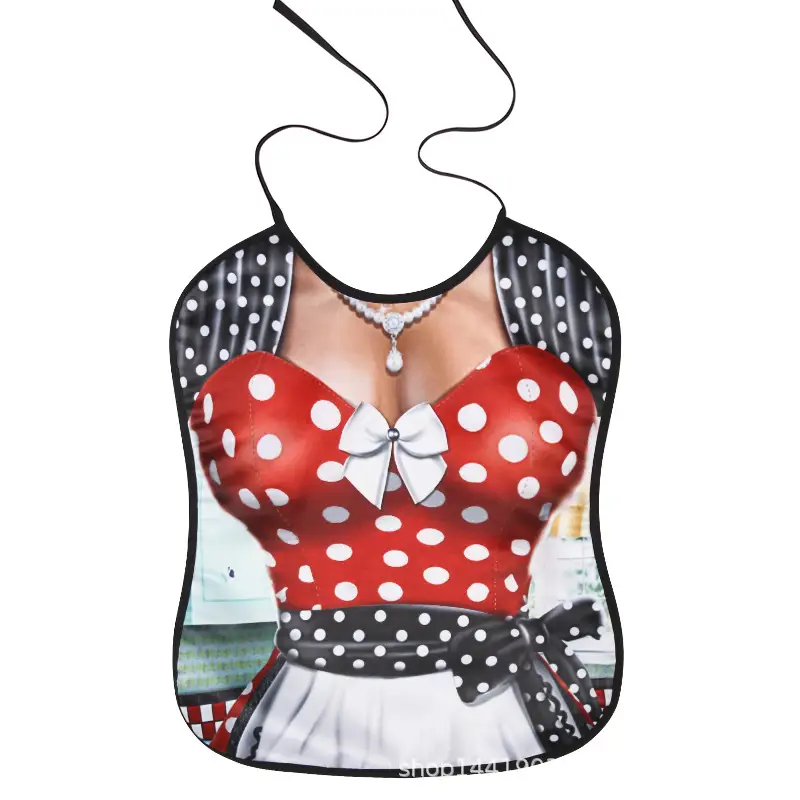 Adult Bib Top with Red Ruffled Hem & Multi-Color Design - Image 9
