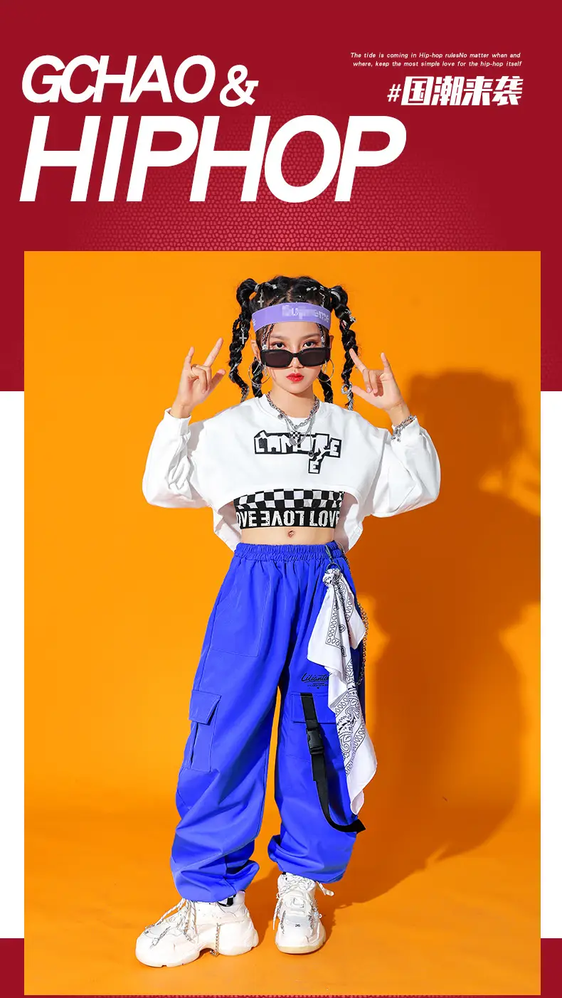 Trendy Girls Hip Hop Red White Street Dance Suit — feature 1