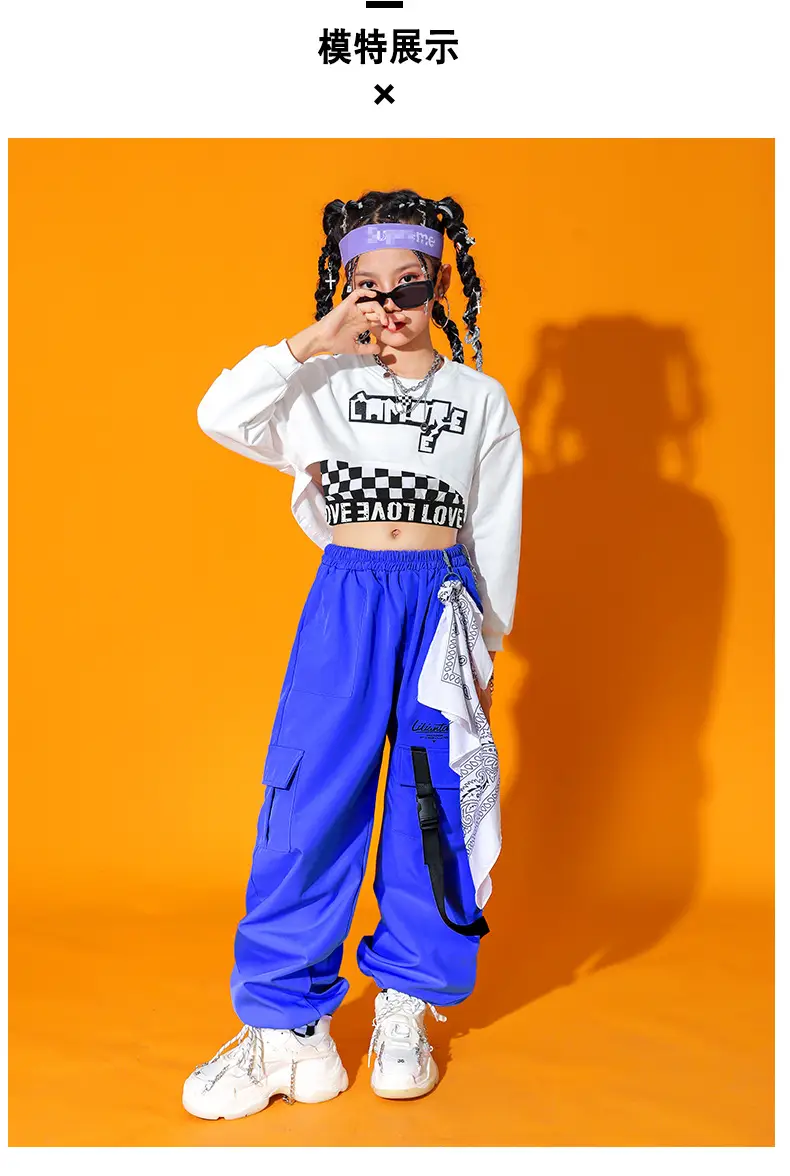 Trendy Girls Hip Hop Red White Street Dance Suit — feature 10