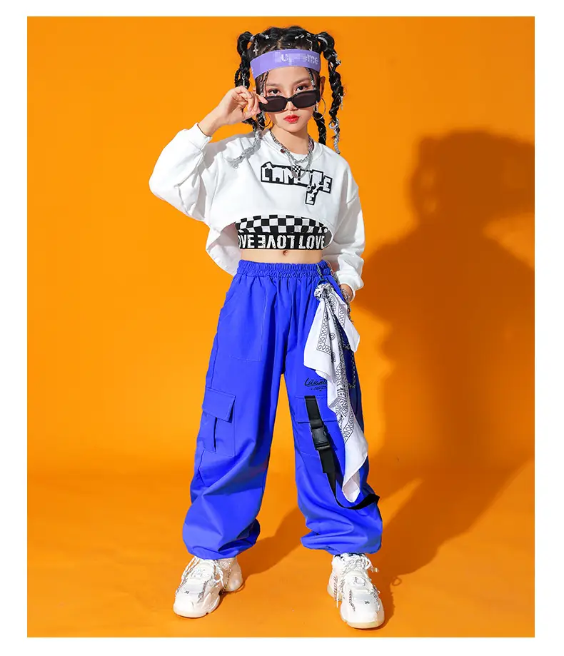 Trendy Girls Hip Hop Red White Street Dance Suit — feature 12
