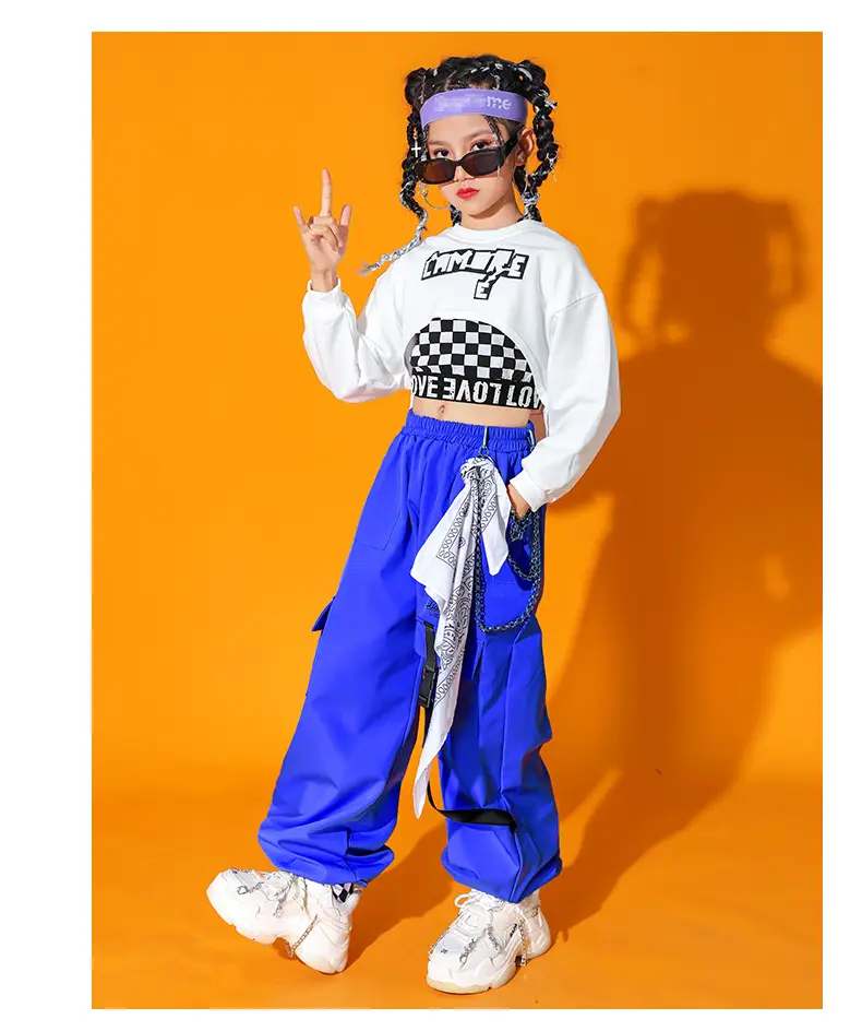 Trendy Girls Hip Hop Red White Street Dance Suit — feature 18