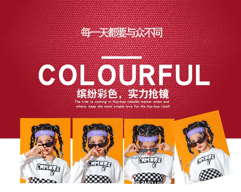 Trendy Girls Hip Hop Red White Street Dance Suit — feature 2