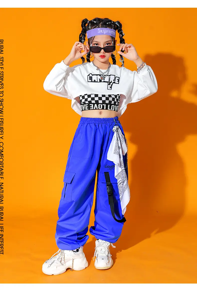 Trendy Girls Hip Hop Red White Street Dance Suit — feature 3