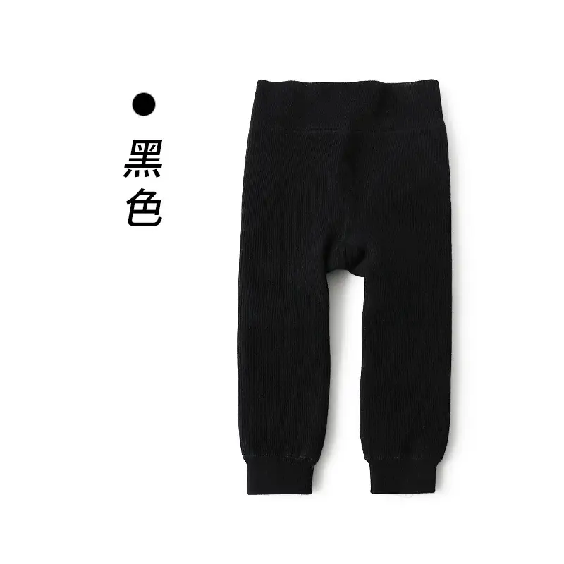 Girls Velvet Padded Warm Leggings Set Black Grey White - Image 2