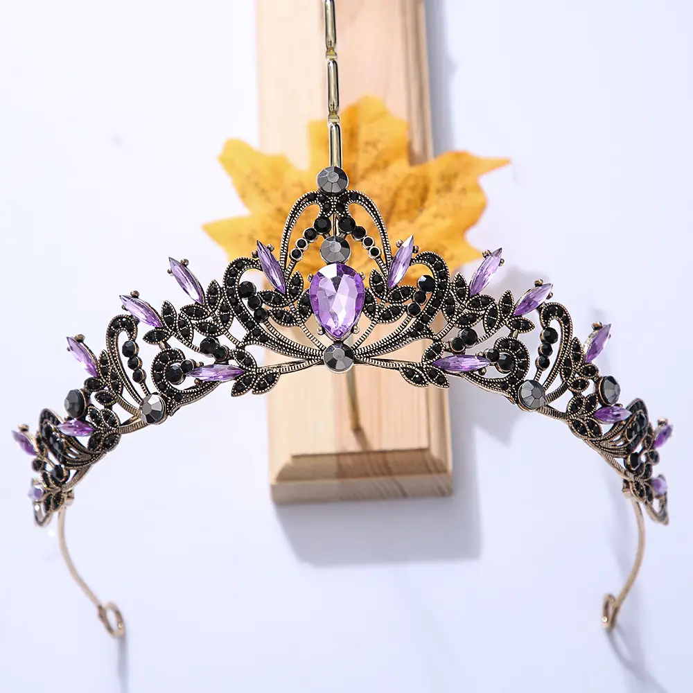 Bridal Crown Tiara Alloy Green Rhinestone Crystal - Image 10