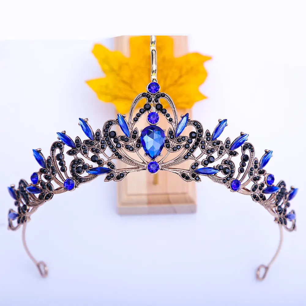 Bridal Crown Tiara Alloy Green Rhinestone Crystal - Image 14