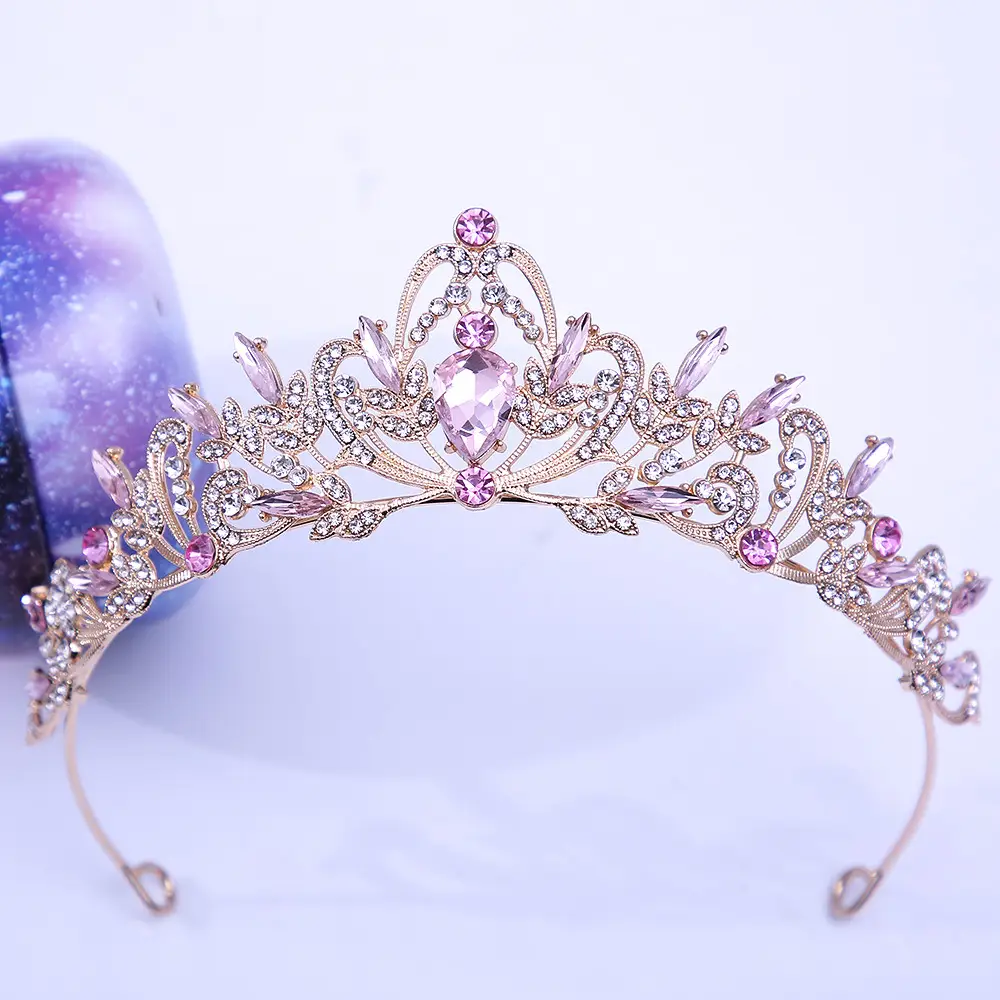 Bridal Crown Tiara Alloy Green Rhinestone Crystal - Image 3