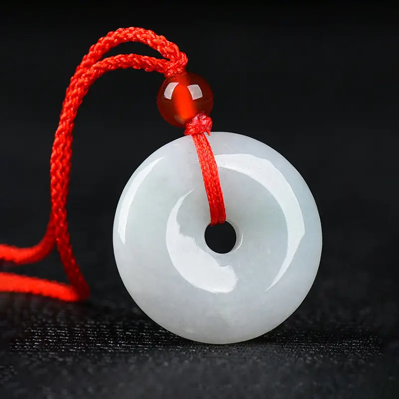 Natural Burma Jade Ping An Buckle Pendant Red String - Image 4