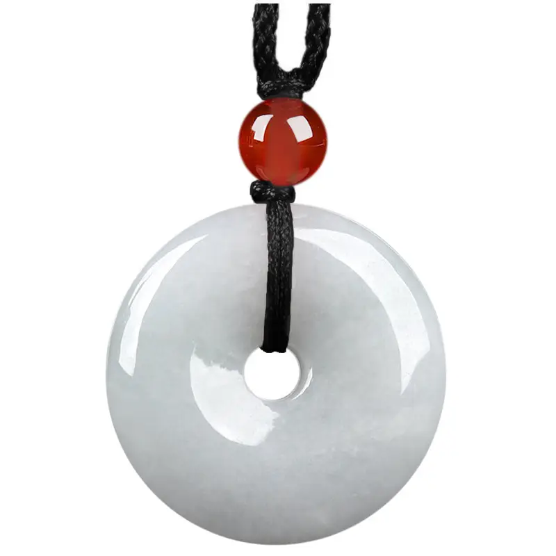 Natural Burma Jade Ping An Buckle Pendant Red String - Image 2
