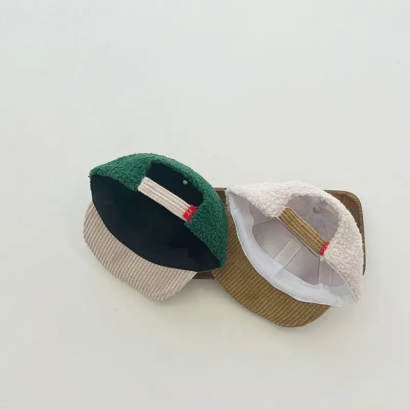 New Lamb Wool Baby Cap with Heart Embroidery
