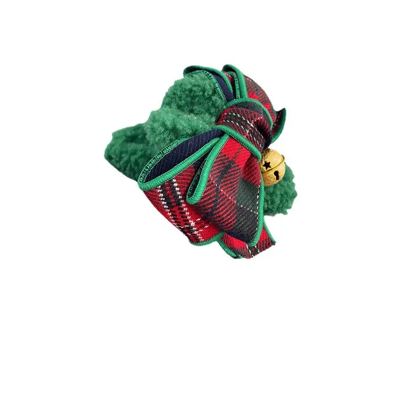 Plush Bell Headwear for Women Red Plaid Holiday Hairpin - Image 8