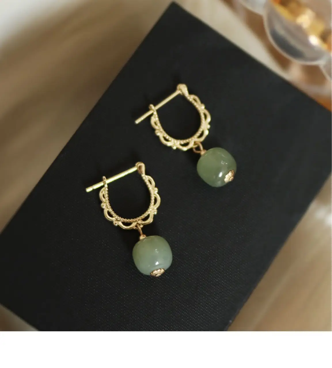 Light Luxury French Retro Jade Earrings Women — feature 6