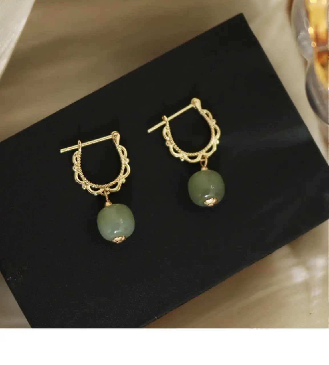 Light Luxury French Retro Jade Earrings Women — feature 7
