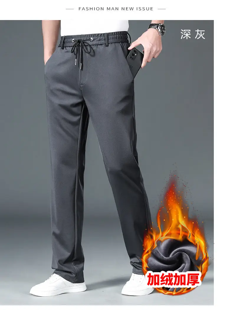 Men Fleece Sweatpants Grey Thick Winter Warm — feature 14