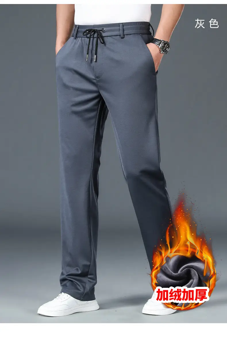 Men Fleece Sweatpants Grey Thick Winter Warm — feature 15