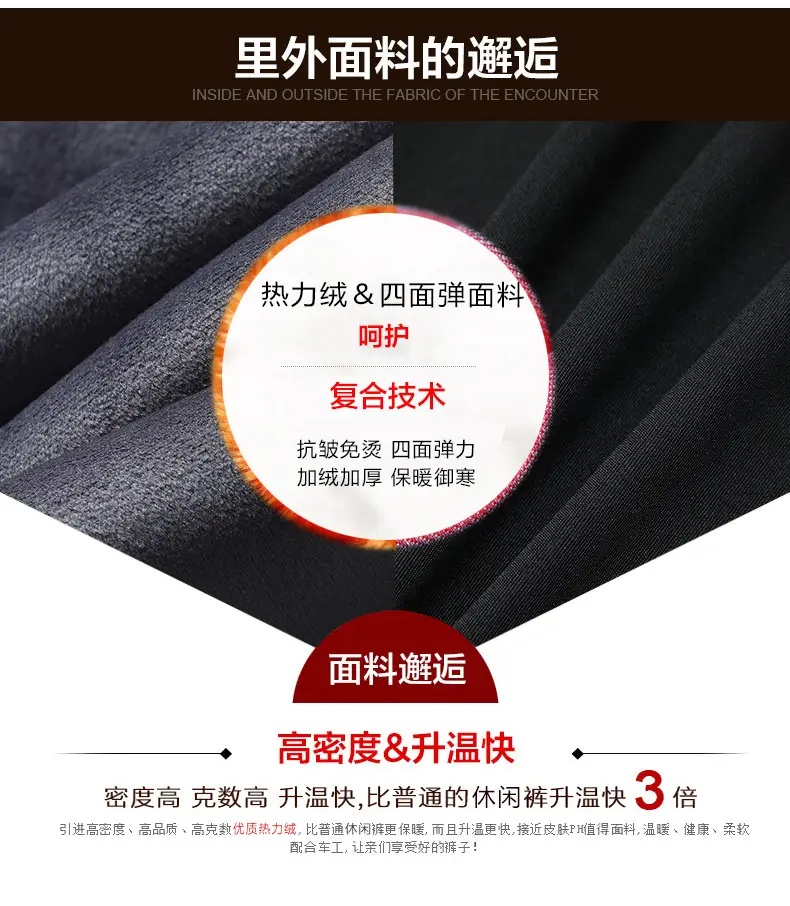 Men Fleece Sweatpants Grey Thick Winter Warm — feature 9