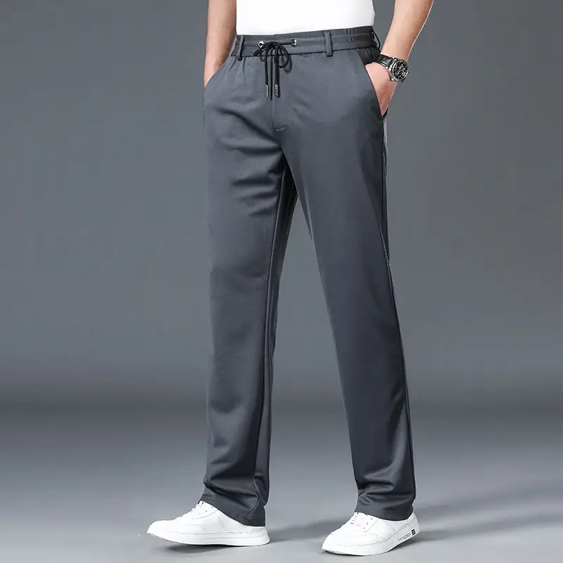 Men Fleece Sweatpants Grey Thick Winter Warm - Image 4