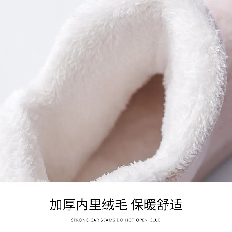 Women's Winter Cotton Slippers with Heel, Indoor Home Use, Thick-Soled, Warm Maternity Shoes, Furry Shoes, Comfortable Cotton Shoes